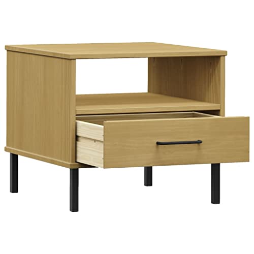 Table de Chevet en Bois Pin Massif Meuble Rangement Compartiment - 6