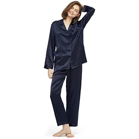 LilySilk Elegante Seide Nachtwäsche Schlafanzug Pyjama Damen Lang Hausanzug Christmas Winter Lounge Pyjamas Set Verpackung MEHRWEG Cover