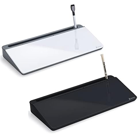 Desktop Glass Whiteboard Gray and Black,Varhomax Desk Organizer and Desktop Memo Pad Solution for Home Office Accessories and School Supplies Cover
