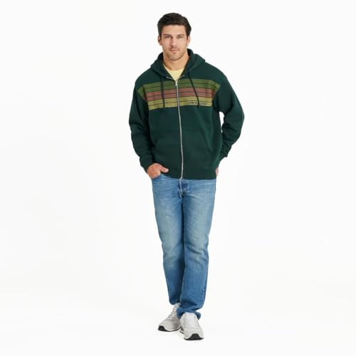 Life is Good. Men's Good Vibes Simply True Fleece Zip Hoodie, Green, Medium3