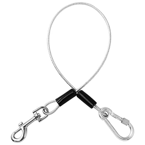 Pawaboo Pet Car Safety Seat Belt Lead Leash, Coated Steel Rope Chew-Proof Vehicle Seatbelt Clip Strap, 360 Degree Rotation Hook Heavy Duty Carabiner Steel Cable Dog Headrest Restraint, 26 Inch, Silver Cover