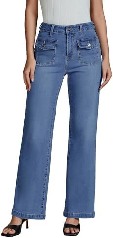 luvamia Wide Leg Jeans Woman High Waisted Trendy Stretchy Denim W...