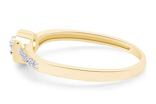 AFFY 14k Gold Over Sterling Silver 1/20 Carat Round Cut Real Diamond, Moissanite or Lab Grown Diamond In Heart Shaped Promise Ring Jewelry For Womens3