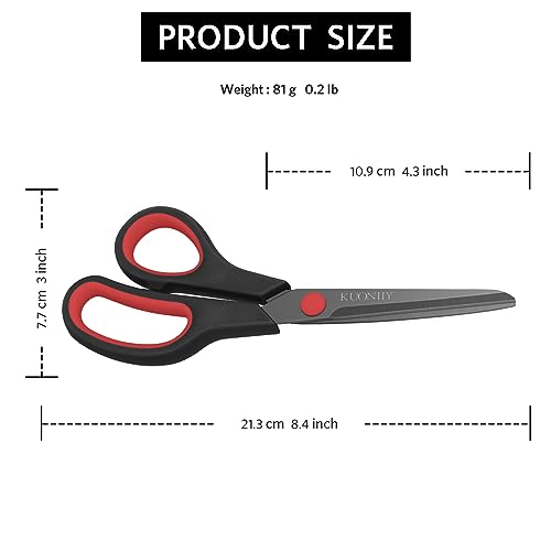 Image of KUONIIY Ultra Sharp Titanium Coated Scissors with Comfortable Multi Purpose Handles, Red Black, 8.4 inch