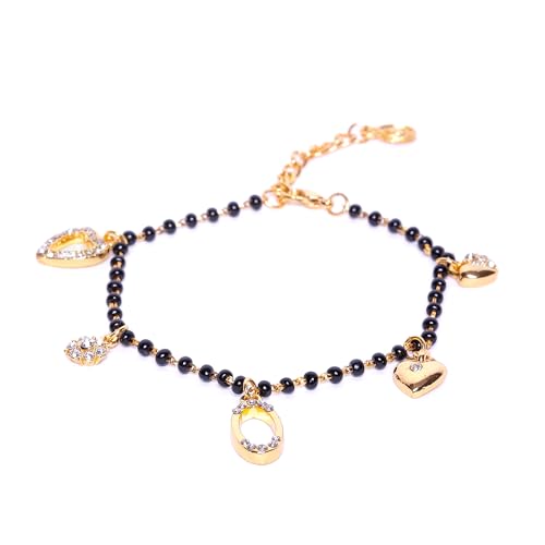 Estele 24kt Gold Plated Mangalsutra Bracelet for Women with 5 Exotic Charm Elements, One Size (101940 BR) (B098BLG64W) Amazon Price History, Amazon Price Tracker