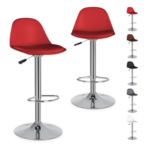 Catálogo para Comprar On-line Bancos para Cantina los más recomendados. 48 Blick Set De 2 Bancos Barra Cocina Taburete con Altura Regulable Banco Giratorio 360° con reposa pies Asiento acolchonado Diseño Moderno Elegante (Rojo)