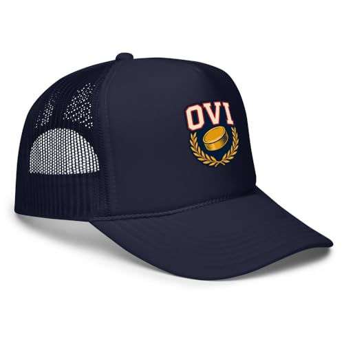 Classic Trucker Hat - Alexander Ovechkin Wayne Gretzky -Record 896 Pucks - Vintage Baseball Cap Navy