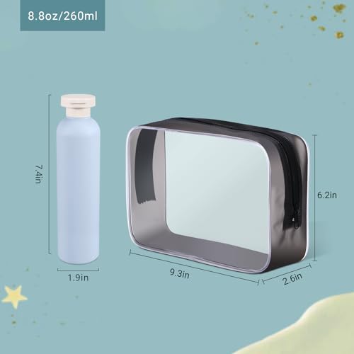 Image of ASEVAT 8.8 oz Plastic Travel Refillable Shampoo Bottles, Empty Squeeze Bottles with Flip Cap, Travel Containers for Shampoo, Conditioner, Lotion, Cream and Liquids (4 Pcs)