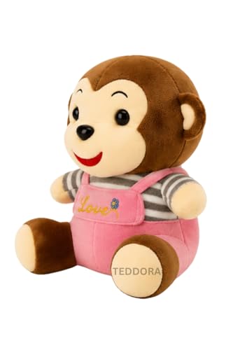 Image of Sitting Monkey Soft Toy for Girls Boys Kids,Pink,Sitting Love Animal Plush Stuffed Baby Teddy Gift Birthday, 20 cm