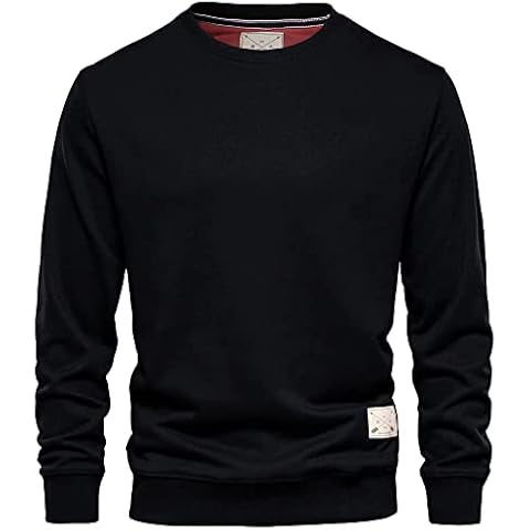Mens Premium Branded Crew Neck Cotton Sweater Jumper Pullover Sweatshirt Black Navy Charcoal S M L XL 2XL (as8, Alpha, xx_l, Regular, Regular, Black) Cover