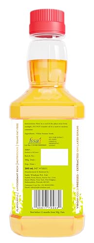 Image of IndicWisdom Wood Pressed White Sesame Oil 200 ml (Cold Pressed White Sesame Oil - Extracted on Wooden Churner)