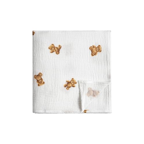 Image of Meracorallo Muslin Swaddle Blanket, 100% Cotton Receiving Blanket Soft and Breathable Swaddle Wrap for Baby Boys and Girls, Bears