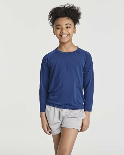 Image of Real Essentials 4 Pack: Girls' Rash Guard Swim Shirts - Long Sleeve UPF Sun Protection Tops (Ages 4-16)