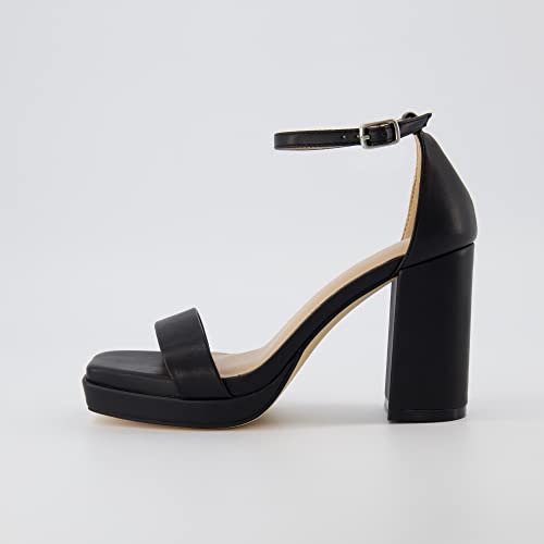 CUSHIONAIRE Women's Grammy one band block heel platform sandal +Memory Foam, Wide Widths Available2