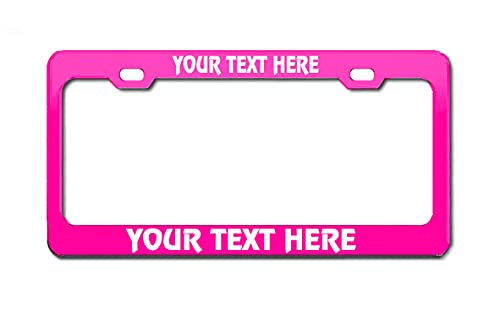 Dark Pink - Personalized Metal Stainless Steel License Plate Frame Auto Tag Cover (Dk. Pink-Vinyl)