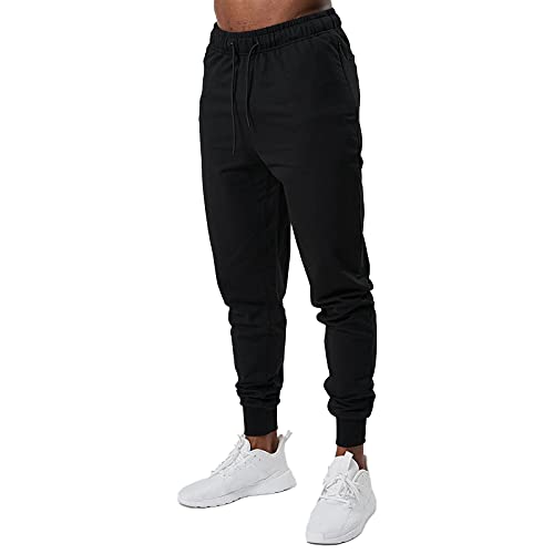 PIDOGYM Joggers for Men,Slim Fit Athletic Track Pants,Tapered Workout Sweatpants with Zipper Pockets Black