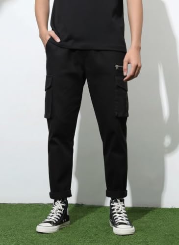 Image of GRECIILOOKS Men's Cargo Pants | 6 Pocket Cotton Cargo Joggers for Men | Loose Fit Stylish Pant with Pockets | Casual Baggy Trousers & Streetwear Lower