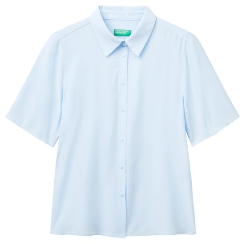 United Colors of Benetton Camicia 5WPWDQ0B1, Blu, M Donna