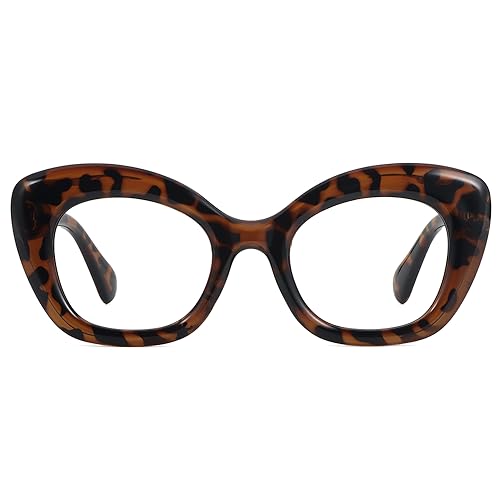 JiSoo Oversized Reading Glasses 1.0 Women Cat Eye Funky Readers Glasses, Large Ladies Reading Glasses 1.0+, Tortoise