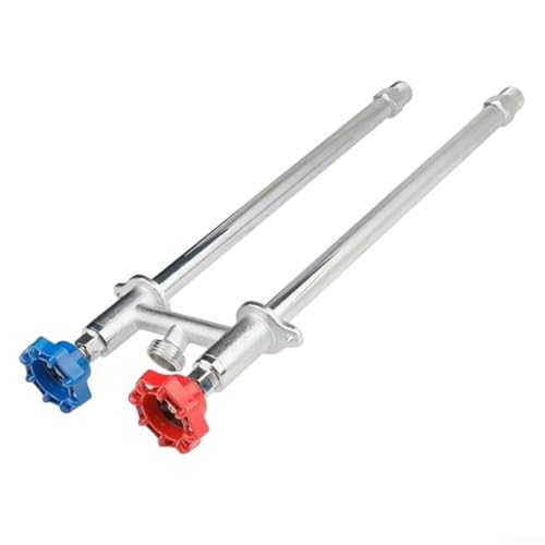 Jonikuper Robinet d'eau d'extérieur sans givre avec alimentation chaude et froide, connexions MIP de 1,27 cm et 3/4" pour tuyau d'arrosage ou plomberie (argent long)