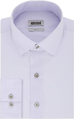 Image of Kenneth Cole REACTION Unlisted Men's Slim Fit Solid Cotton Spread Collar Full Sleeves Formal Dress Shirt