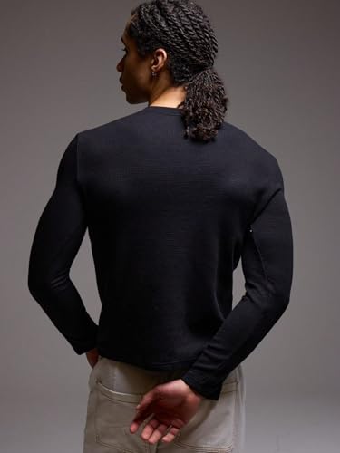 Image of The Modern Soul Men's Waffle Knit Henley Half Sleeve Tshirt for Men