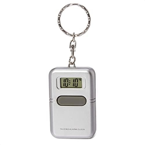 Talking Clock For Blind Keychain Alarm - Small Digital Clock Keychain with Alarm for Visually Impaired Digital Alarm Clock for Kids, Elderly - Digital Clock Battery Operated Talking Travel Alarm Clock