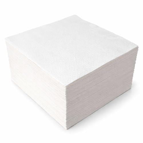 500 Servietten 33x33 cm Weiß 1-lagige Papierservietten 1/4 Falz Prägeservietten Großpackung für Gastronomie & Catering