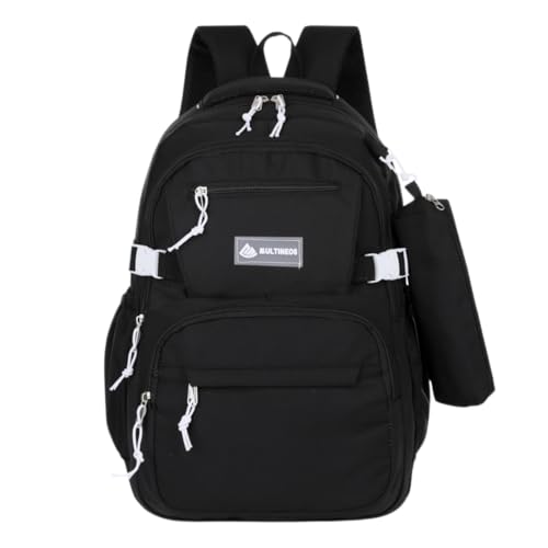 Mochila Escolar Grande Impermeável Bolsa Reforçada Com Bolso Antifurto e Divisória Para Notebook Acompanha Estojo Feminina Masculina Trabalho Faculdade Adulto Infantil Juvenil Adolescente (Preto)