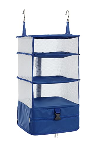 Elezay Sac de rangement à étagères - Suspension pour armoire, valise de rangement (bleu, taille L)