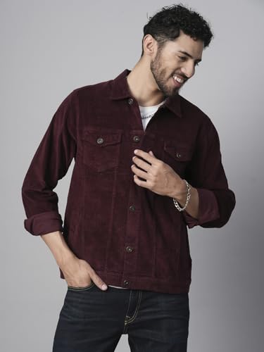 Image of PRONK Teddy Lined Corduroy Jacket - Wine