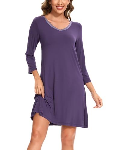 Image of GYS Womens Bamboo Viscose Nightgown Super Soft Lightweight Night Shirts for Sleeping