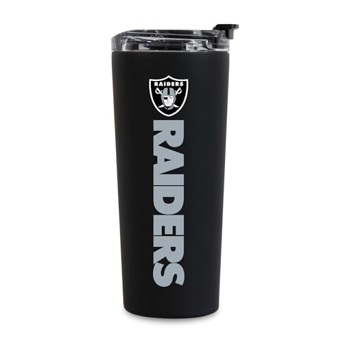 Rico Industries NFL Football Las Vegas Raiders Black 24oz Stainless Steel Tumbler with Lid and Dual Functioning Lid