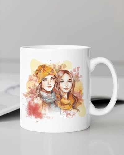 Image of Funny Bestie with Friendship Quotes Printed 325 ml Ceramic Coffee Mug /Tea Cup Gift for Girls, Best Friends, Sister Mom, Wife, Girlfriend 325 ml (Front Back-19)