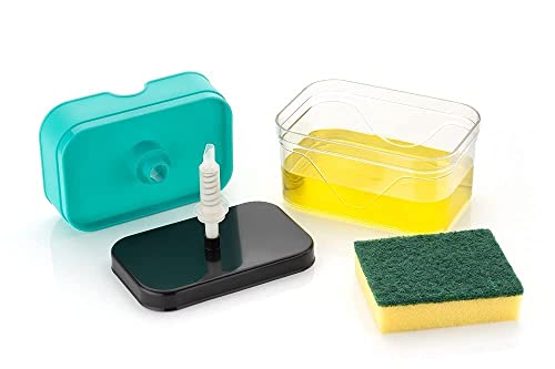 Image of RECLUSE 2 in 1 Liquid Soap Dispenser for Bathroom Accessories with Sponges Holder with Free Sponge | Multipurpose Use, Ergonomic Design & Easy to Clean