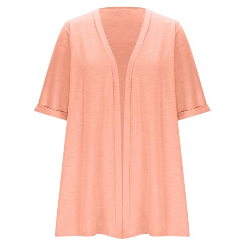 Womens Short Sleeve Cardigans Lightweight Open Front Cardigan Solid Color Casual Summer Beach Cover Ups4