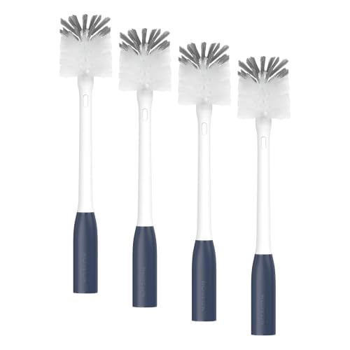 Image of ROSEOK Bottle Brush with Straw Cleaner Brush, 2 in 1, Nylon Bristles (Pack of 4)