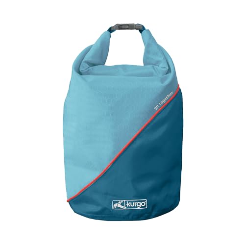 Kurgo Kibble Carrier - Portable Kibble Carrier - Compact Travel Storage - Dog Food Dry Bag - Camping Dog Storage - 5 lb Capacity - Coastal Blue
