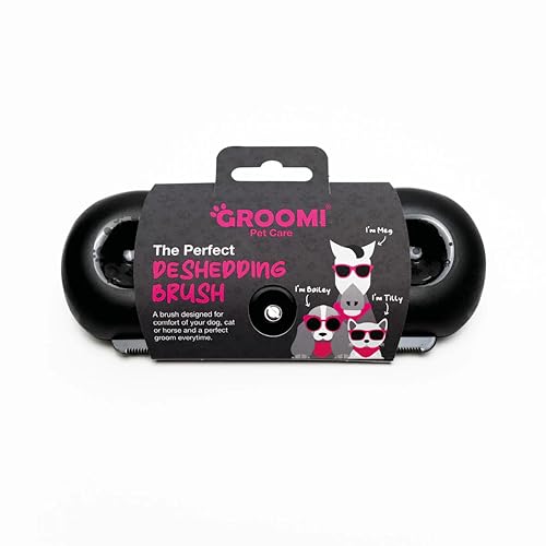 Groomi Tool für Tiere - Bürste zur Entfilzung und Entfernung von Unterwolle - Fellbürste für Katzen, Hunde und Pferde - Entfilzungskamm für Haustiere - Fellpflege-Zubehör, Fellwechsel - Schwarz