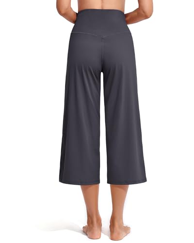 Image of Promover 14 inch /21 inch /23 inch /25 inch Inseam Capri Pants for Women Wide Leg Yoga Cropped Pants with Pockets Loose Casual Summer Pant
