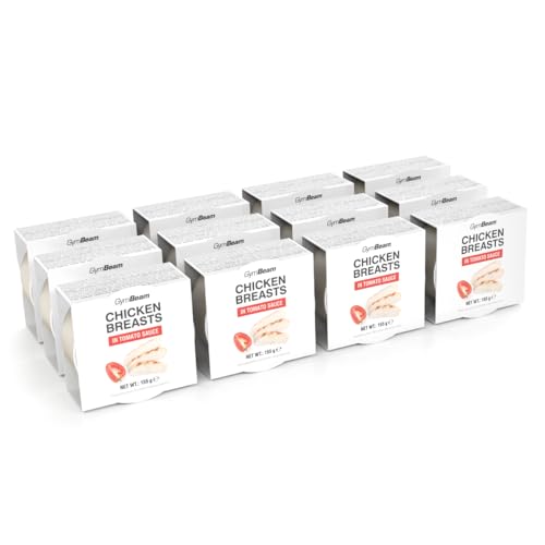 GymBeam Petto di Pollo in Salsa di Pomodoro - Carne di Pollo Pronta da Mangiare, Senza Glutine e Lattosio, Ricco di Proteine, Basso Contenuto di Grassi, Ideale per Piatti Veloci e Completi, 12x155g