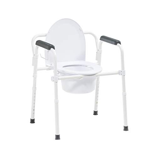 Image of Drive Medical Bedside Commode Chair with Toilet Paper Holder, White | Includes Toilet Paper Holder and Liner Sample for Complete, Ready-to-Use Bedside Commode Setup at Home