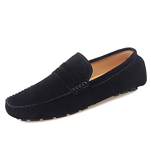 Mens Loafers Shoe Genuine Leather Penny Loafer Stitching Details Round Toe Rubber Sole Classic Comfortable Anti-Slip Lightweight Outdoor Classic