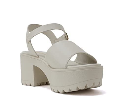 Image of Soda inchStacie inch ~ Women Open Toe Lug Sole Mid Block Heeled Sandals with Adjustable Ankle Strap