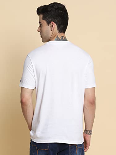 Image of Dennis Lingo - Men's Peach Polycotton Printed Regular Fit T-Shirt