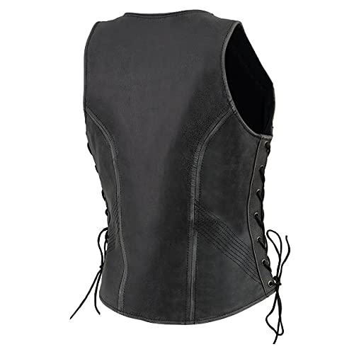 Image of Milwaukee Leather Women's Premium Classic Leather Motorcycle Rider Vest w /Adjustable Side Laces