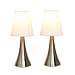 Simple Designs LT2014-WHT-2PK Valencia Brushed Nickel Mini Touch Table Lamps with Fabric Shades, White (Pack of 2)