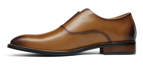 Santimon Mens Leather Loafers-Slip-Resistant Formal & Casual Dress Shoes-Cushioned Comfort for Weddings, Office2