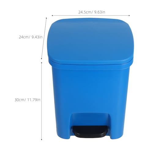 Caneca de basura azul de plástico con pedal y tapa miniatura 2