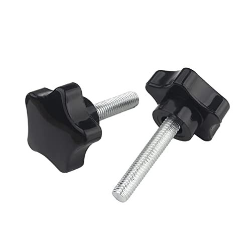 MOOPW M10 x 40mm 4 Pcs Knurled Thumb Screws Carbon Steel Knob Handle Tighten Star Clamping Screw Machine Plastic Grips